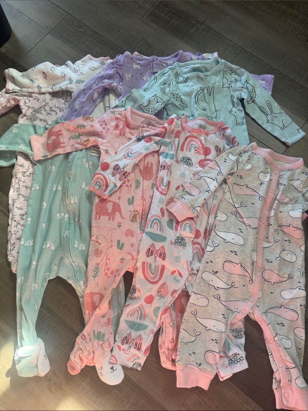 Carter's Mixed Pastel Footed One-Pieces - Pink, Mint, Lavender